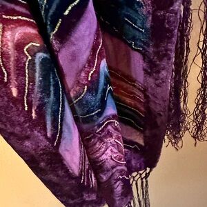 Luxurious Velvet Scarf with Fringe